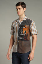 The Midnight Cafe Split Striped Shirt