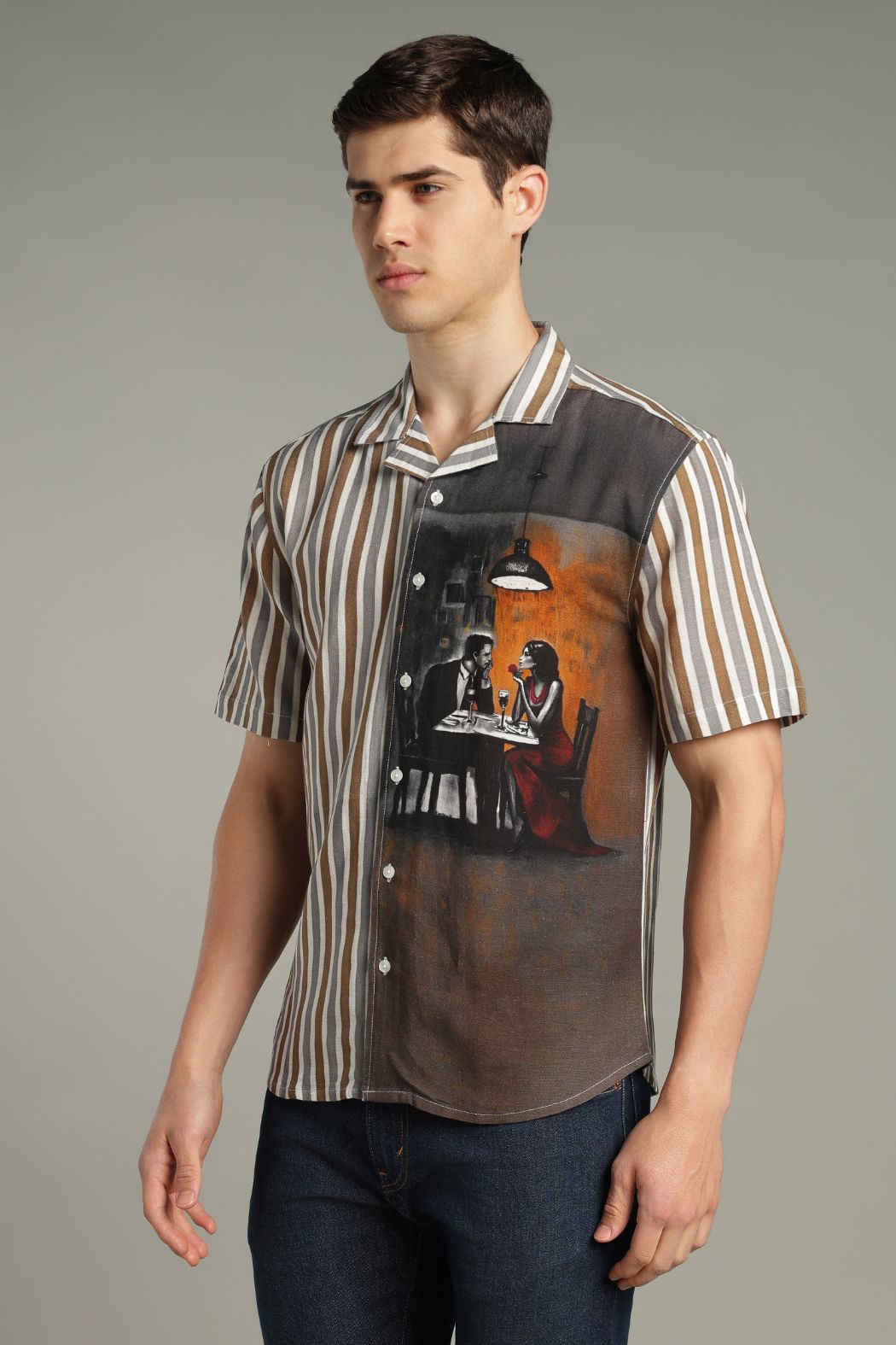 The Midnight Cafe Split Striped Shirt