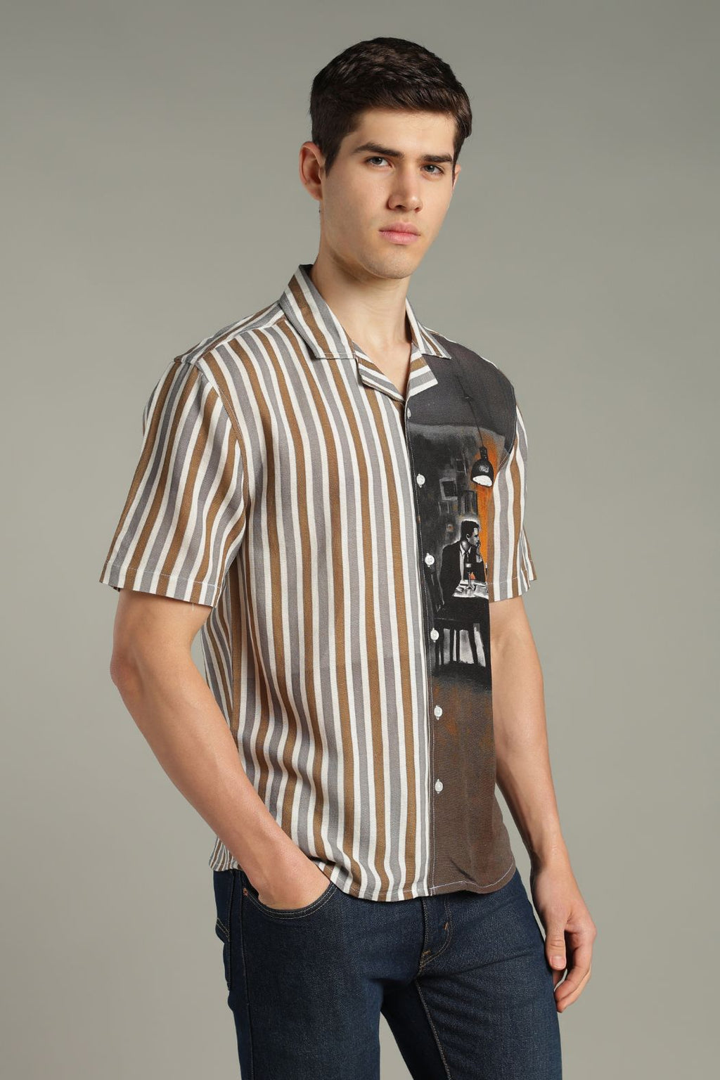 The Midnight Cafe Split Striped Shirt