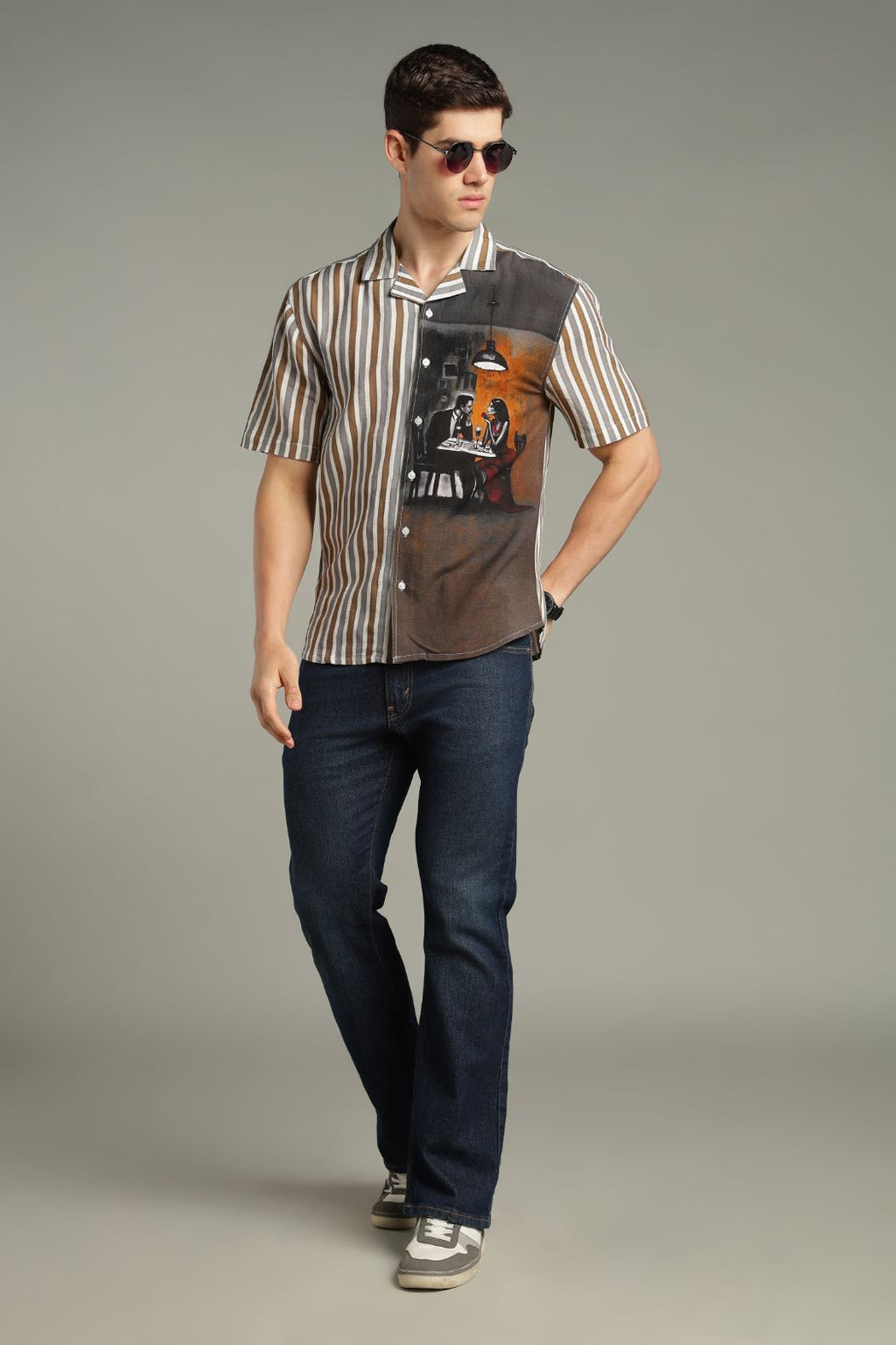 The Midnight Cafe Split Striped Shirt