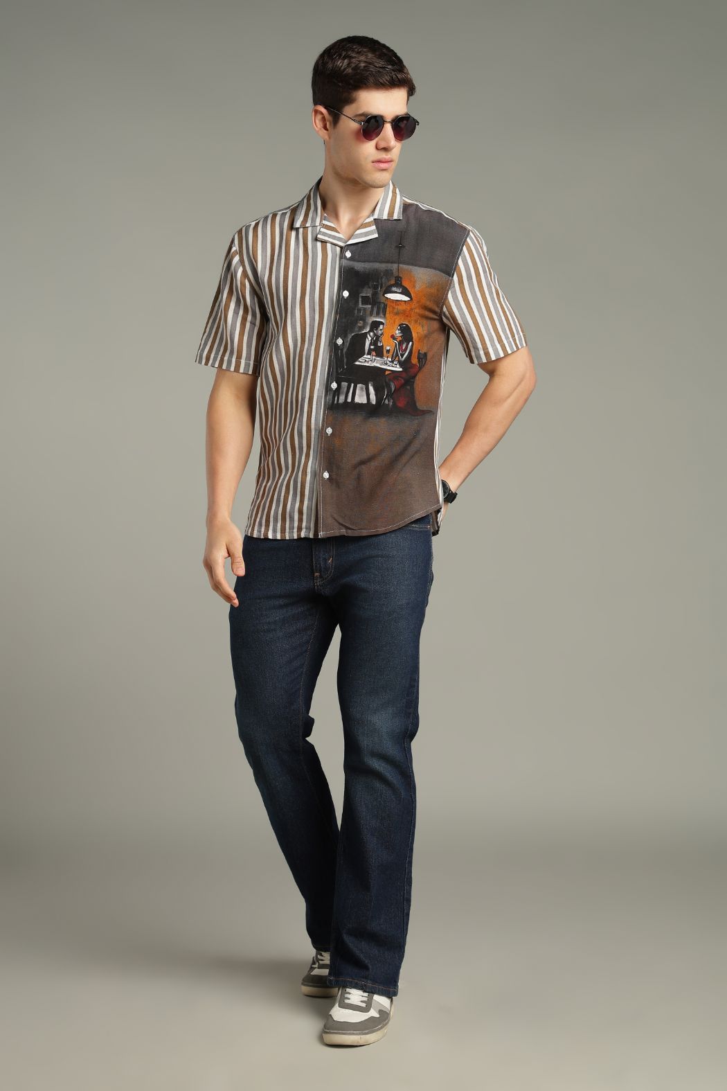 The Midnight Cafe Split Striped Shirt