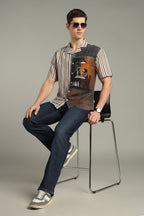 The Midnight Cafe Split Striped Shirt