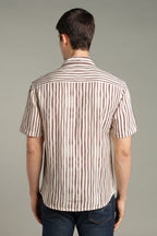 The Vintage Manuscript Split Striped Graphic Shirt