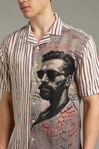 The Vintage Manuscript Split Striped Graphic Shirt