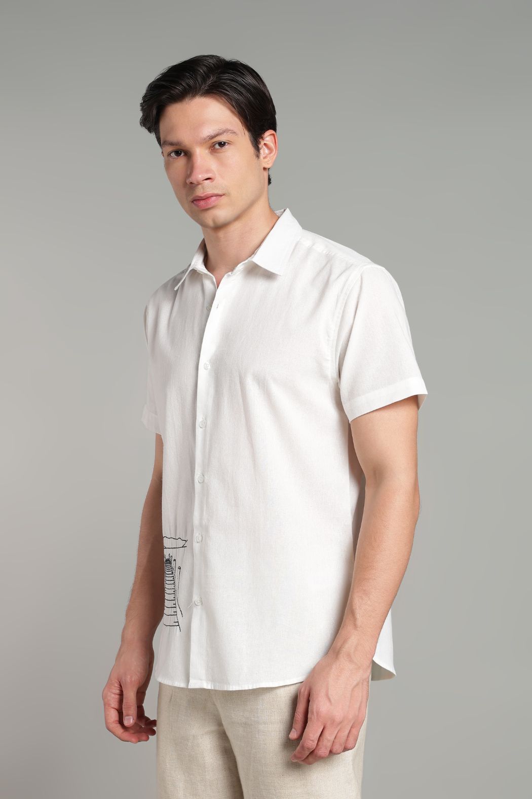 The Lakeside Pier Embroidered Short Sleeve Shirt