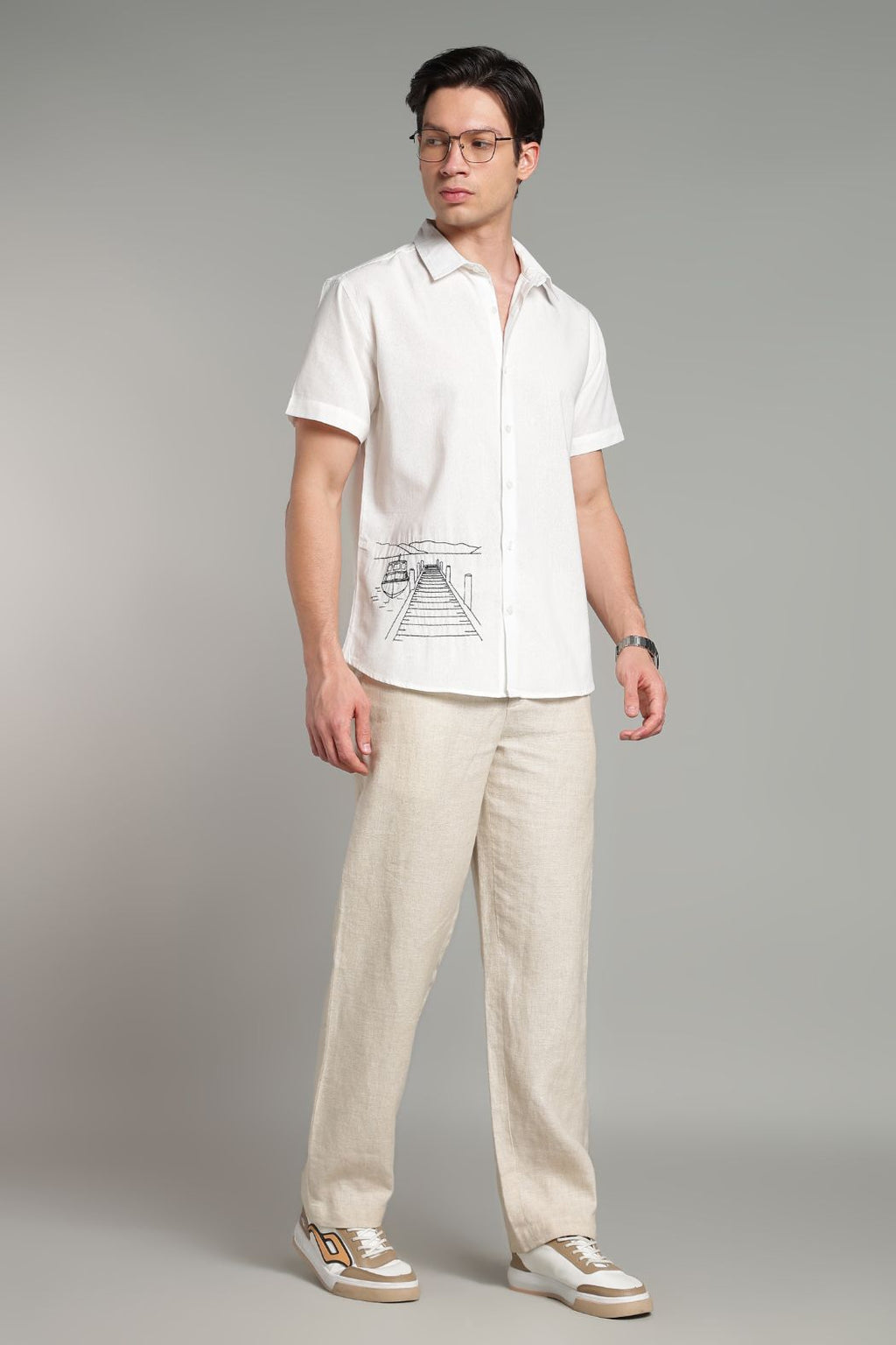 The Lakeside Pier Embroidered Short Sleeve Shirt