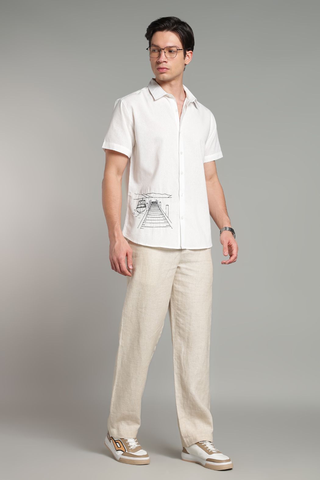 The Lakeside Pier Embroidered Short Sleeve Shirt