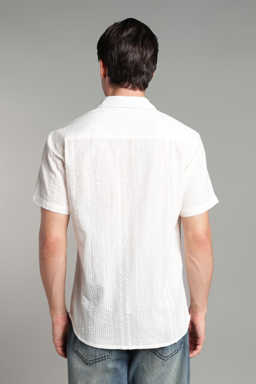 The Charcoal Muse Split Graphic Camp Shirt