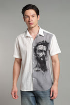 The Charcoal Muse Split Graphic Camp Shirt