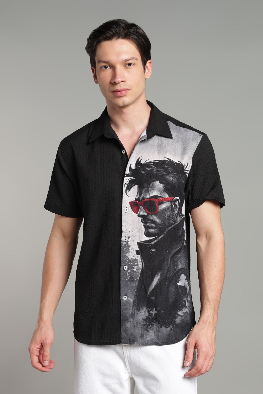 The Crimson Shades Split Graphic Camp Shirt Main image