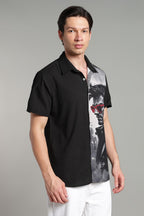 The Crimson Shades Split Graphic Camp Shirt