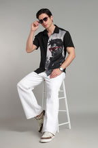 The Crimson Shades Split Graphic Camp Shirt