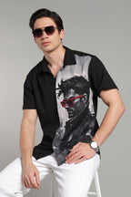 The Crimson Shades Split Graphic Camp Shirt