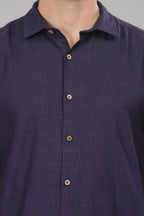 Navy Blue Milaan Linen Shirt