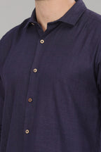 Navy Blue Milaan Linen Shirt