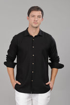 Black Milaan Linen Shirt