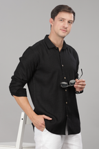 Black Milaan Linen Shirt