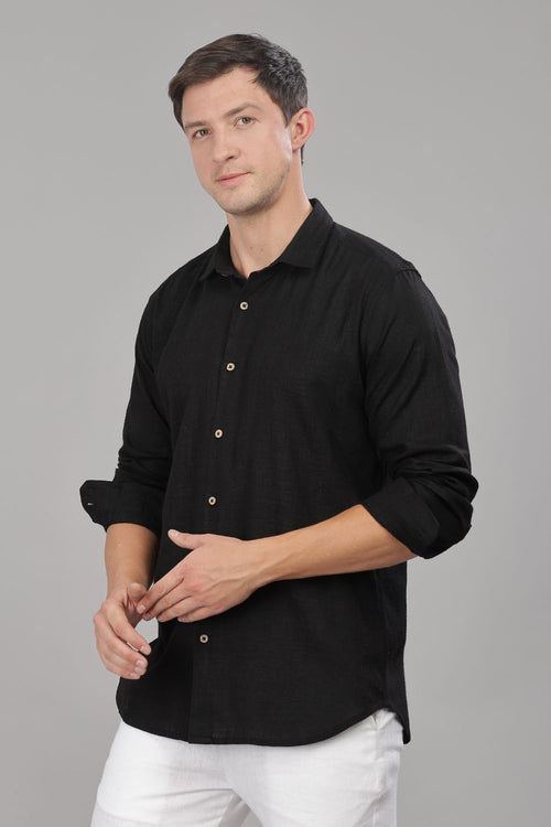 Black Milaan Linen Shirt