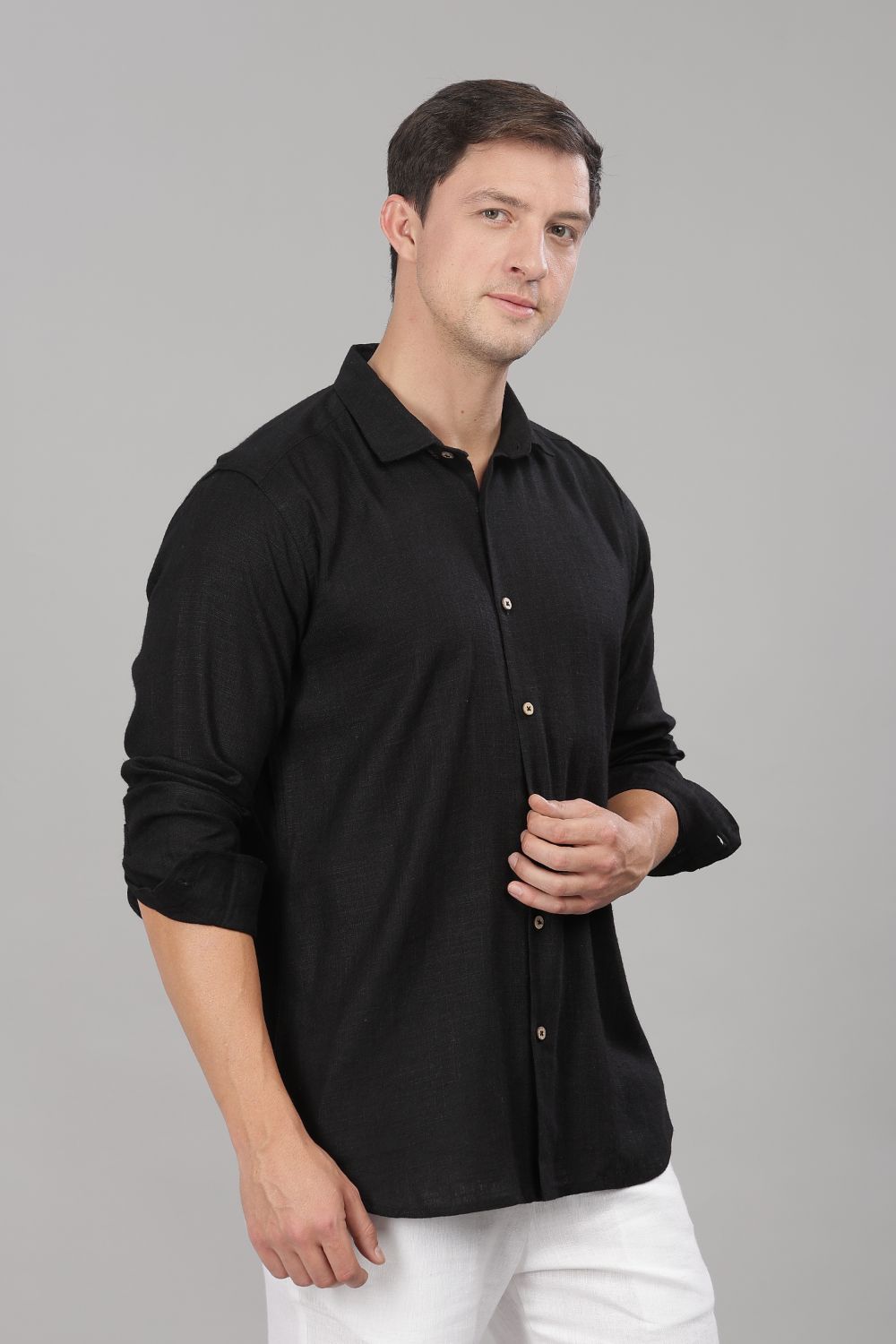 Black Milaan Linen Shirt