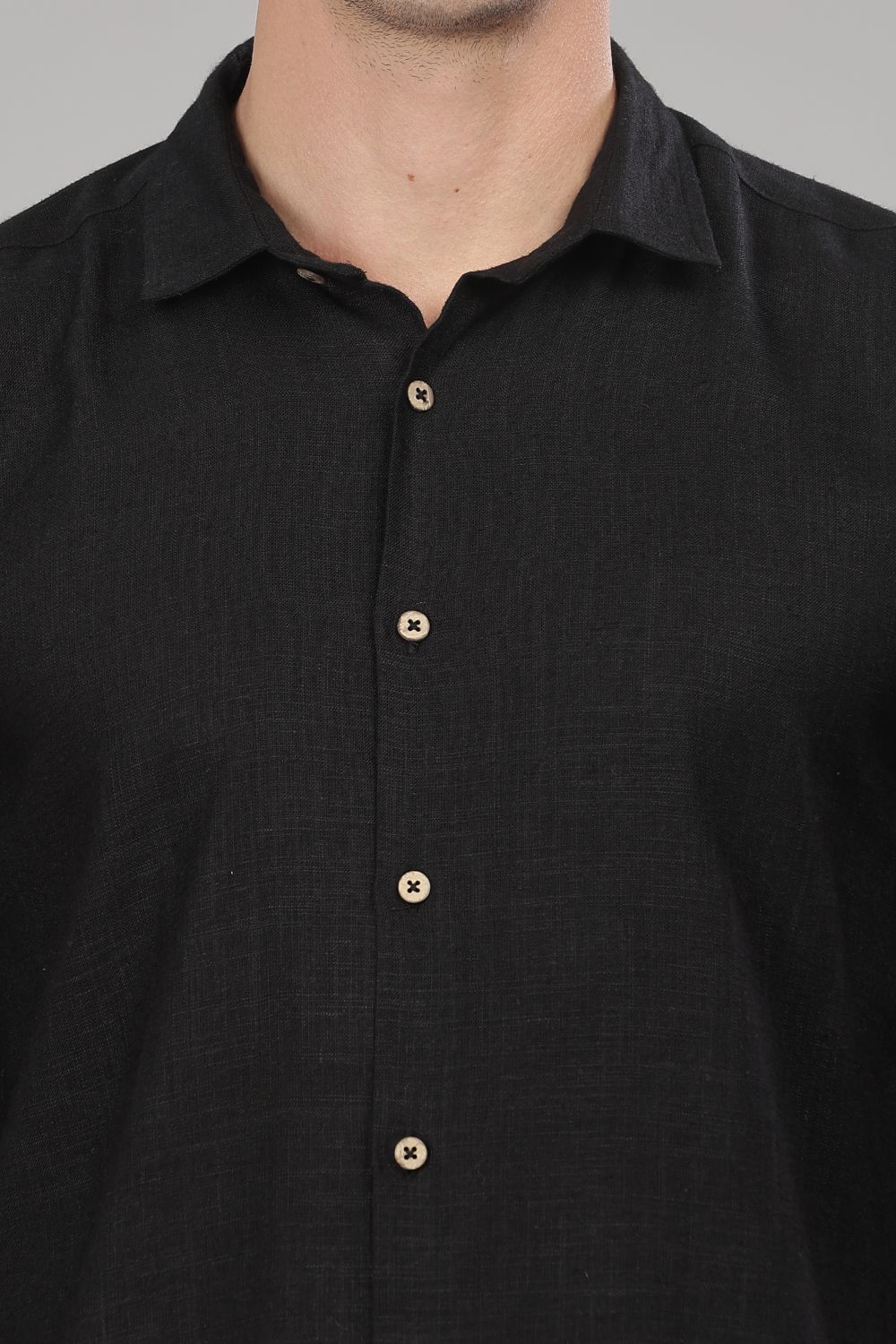 Black Milaan Linen Shirt