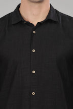 Black Milaan Linen Shirt