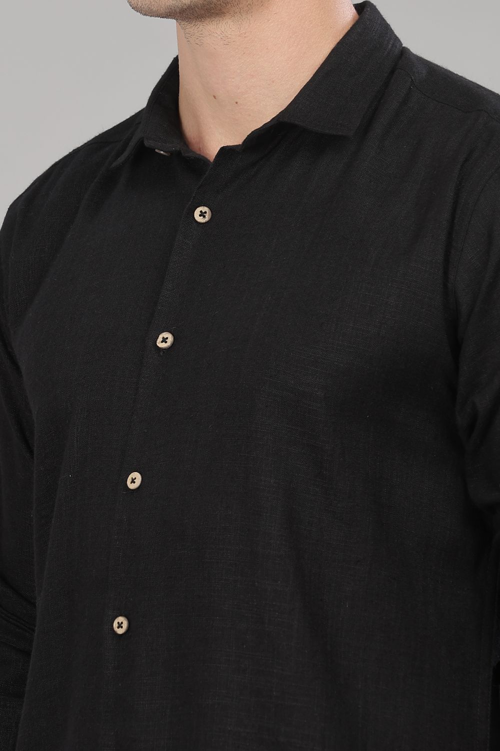 Black Milaan Linen Shirt