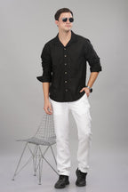 Black Monnaaco Cuban Collar Shirt